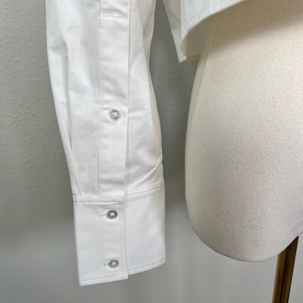 Chrldr White Cropped Button Down With Asymmetrica… - image 4